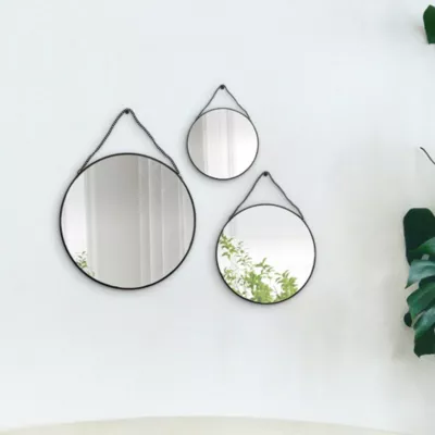 Lot 3 miroirs ronds noir 15x15 cm, 20x20 cm, 25x25 cm Dada Art