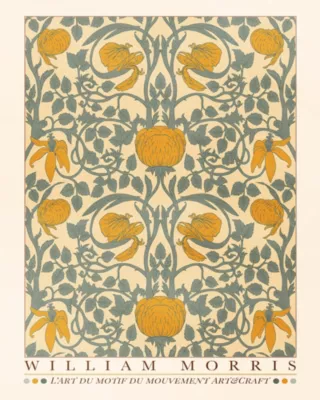 Affiche William Morris l'art du motif du mouvement art & craft fleurs feuilles Dada Art l.40 x H.50 cm