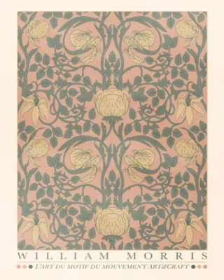 Affiche William Morris rose Dada Art l.40 x H.50 cm