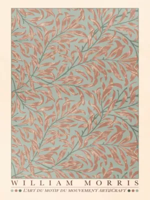 Affiche William Morris motifs fleurs et feuilles rouges l.30 x H.40 cm Dada art