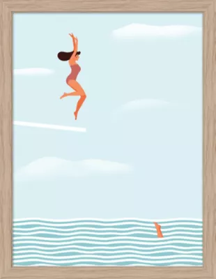 Image encadrée saut Dada Art l.30 x H.40 cm bleu