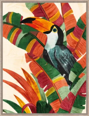 Toile imprimée toucan Dada Art l.60 x H.80 cm multicolore