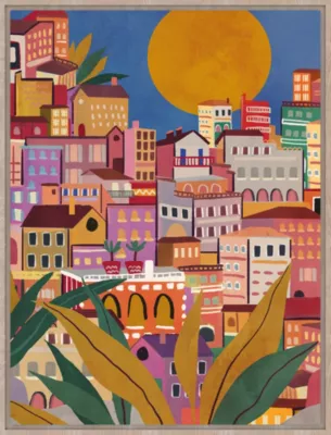 Toile imprimée ville coloré canvas Dada Art l.60 x H.80 cm multicolore