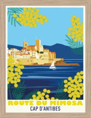 Image encadrée route du mimosa cap d'Antibes Dada Art cadre en bois 30x40 cm