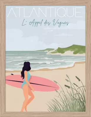 Image encadrée Surf Dada Art cadre en bois 30x40 cm