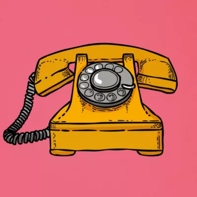 Affiche vintage téléphone rose et orange l.30 x l.30 cm Dada Art