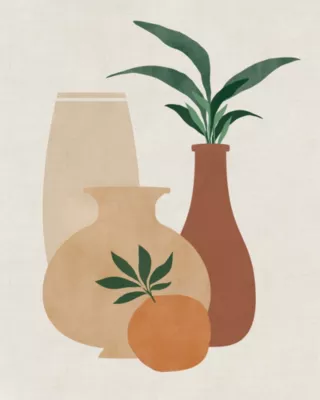 Affiche vases et orange terracotta l.24 x l.30 cm Dada Art