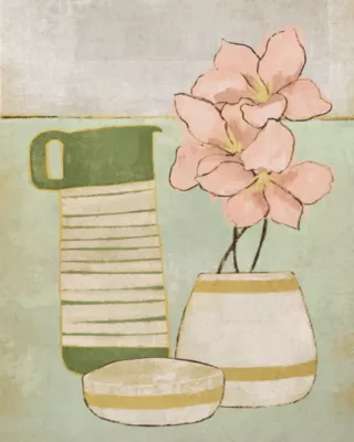 Affiche vintage fleur et cruche pastel l.24 x l.30 cm Dada Art