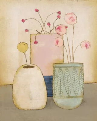 Affiche vases vintage rose l.24 x H.30 cm Dada Art