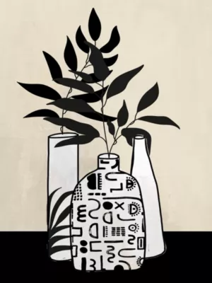 Affiche vases noir sur fond beige l.60 x l.80 cm Dada Art