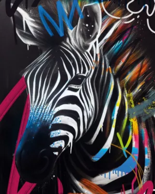 Affiche zèbre grafiti multicouleurs l.40 x l.50 cm Dada Art