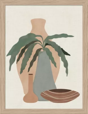 Image encadrée vase et pot ethnique beige l.30 x H.40 cm Dada Art