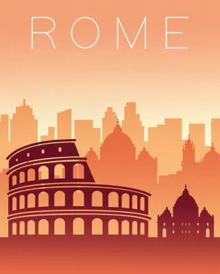 Affiche ville de Rome l.40 x H.50cm Dada Art