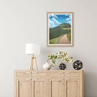 Image encadrée Puy de Dôme vert, bleu l.30 x H.40cm Dada Art
