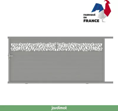 Portail Jardimat coulissant aluminium Neva 2 gris 7039 - 350 x h.174 cm