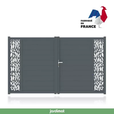 Portail Jardimat aluminium Neva 3 gris 7021 - 300 x h.180 cm