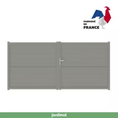 Portail Jardimat battant aluminium Perth gris quartz - 350 x h.166 cm