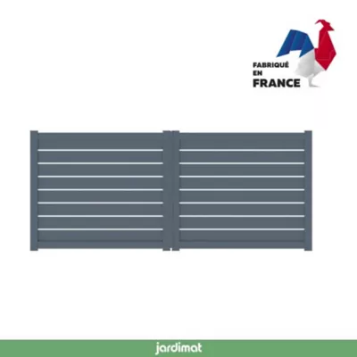 Portail Jardimat battant motorisé aluminium Pyla gris anthracite - 350 x h.154 cm