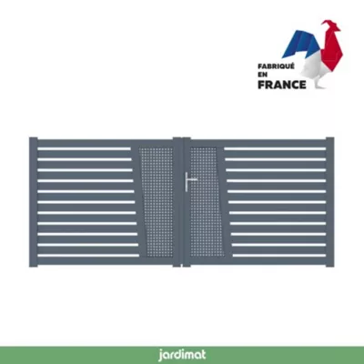 Portail Jardimat battant aluminium Audelange Squa gris anthracite - 300 x h.164 cm