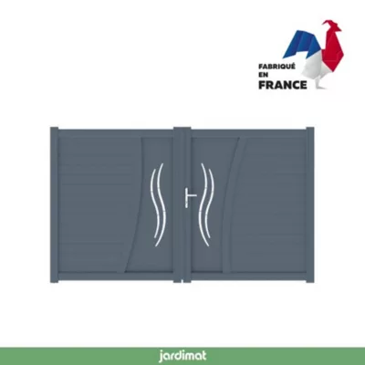 Portail Jardimat battant aluminium double S Emagny gris anthracite - 300 x h.180 cm