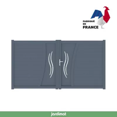 Portail Jardimat battant aluminium double S Emagny gris anthracite - 350 x h.180 cm