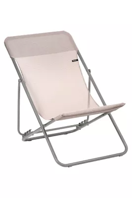 Transat pliant Lafuma Maxi Transat acier gris et polyester rose magnolia