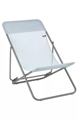 Transat pliant Lafuma Maxi Transat acier gris et polyester bleu ciel