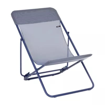 Transat pliant Lafuma Maxi Transat acier bleu indigo et polyester bleu indigo