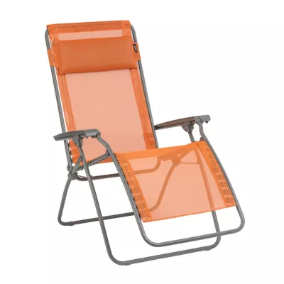 Fauteuil de relaxation pliant Lafuma Rclip acier et polyester orange clémentine