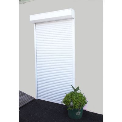 Volet roulant manuel ouverture Manuel Protecta en aluminium et polychlorure de vinyle (PVC) coloris blanc l.100 x H.220 cm