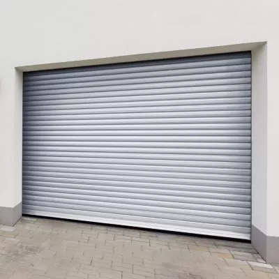 Porte de garage motorisée enroulable aluminium Ambre Blanc H.200 x L.300 cm Protecta