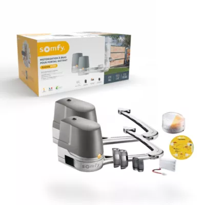Motorisation à bras pour portail battant Evolvia Star - Somfy - Vantail max 2m et 200kg - Fabriqué en France - Batterie de secours incluse
