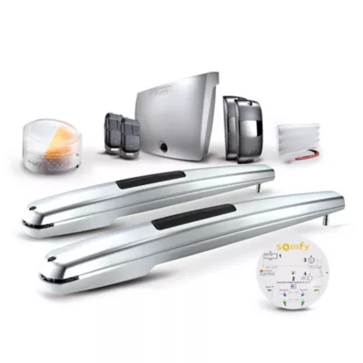 Motorisation à vérins pour portail battant Exavia Star - Somfy - Vantail max 2.5m et 250 kg - Fabriqué en France - Batterie de secours incluse