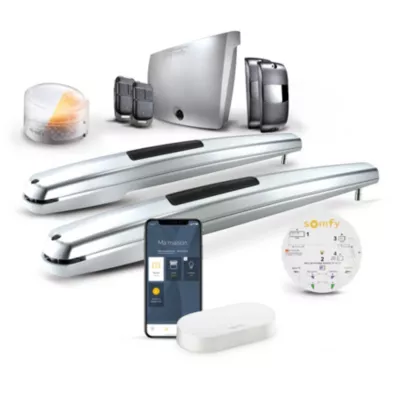 Motorisation à vérins pour portail battant Exavia Star Connect - Somfy - Vantail max 2.5m et 250 kg - Fabriqué en France - Contrôle à distance