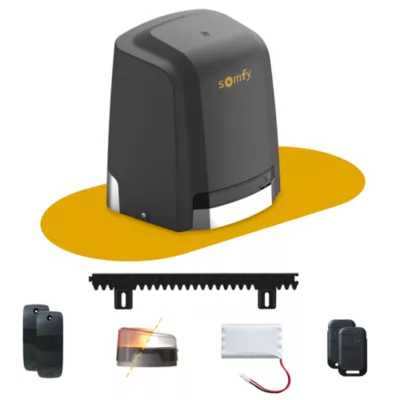 Motorisation pour portail coulissant Slidymoove 600 - Somfy - Compatible portail jusqu'à 8m et 600kg - Fabriqué en France - Batterie de secours