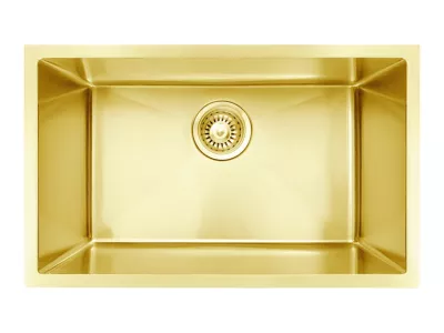 Évier sous plan en inox finition doré 1 grand bac, L.76 x P.45 cm, Essebagno Luisa