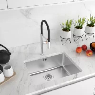 Évier sous plan en inox 1 bac, L.54 x P.44 cm, Essebagno Inoxa