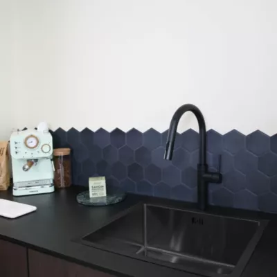 Évier sous plan en inox finition noir mat 1 bac, L.54 x P.44 cm, Essebagno Inoxa