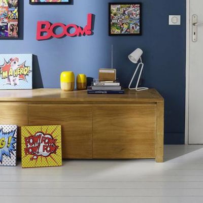 Mot décoratif rouge "Boom" en bois MDF