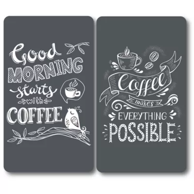 Plaque de protection verre trempé décor "Coffee", 2 pièces