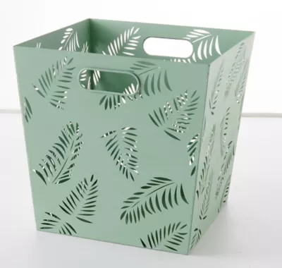 Boîte de rangement en métal perforé motif feuilles Mixxit coloris vert