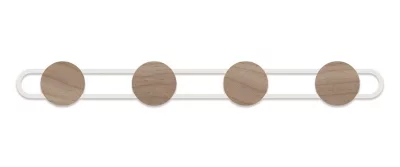 Porte-manteau à fixer Elyna 4 têtes bois et blanc