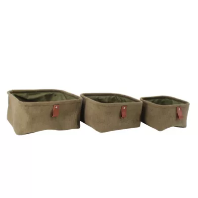 Lot de 3 paniers rectangulaires coloris kaki