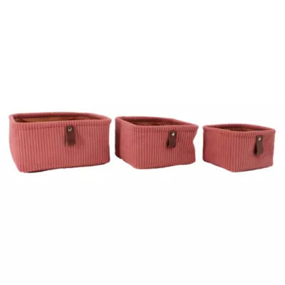 Lot de 3 paniers rectangulaires coloris rose