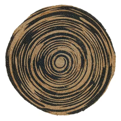 Tapis jute imprimé noir et naturel ⌀80cm