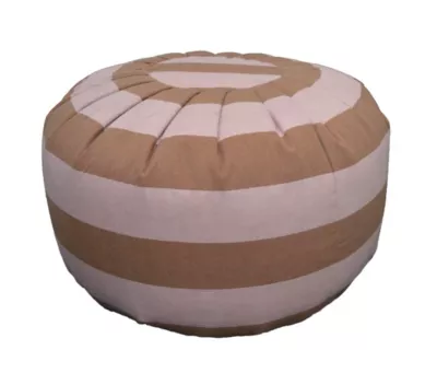 Pouf rond souple Ornami L.60 x H.40 cm rayé orange terracotta