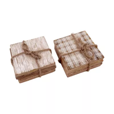 Dessous de verre carré effet bois, 10 cm vendu par 4 pièces