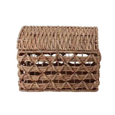 Malle rectangulaire en fibres naturelles Ornami avec couvercle taille M