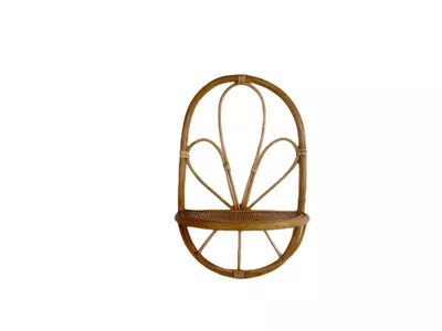 Étagère murale en rotin forme fleur l.17 x H.41 x P.25,5 cm Ornami