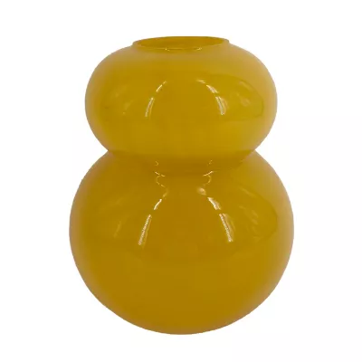 Vase en verre opaque forme organique jaune Ø15 x H.18,5 cm Ornami